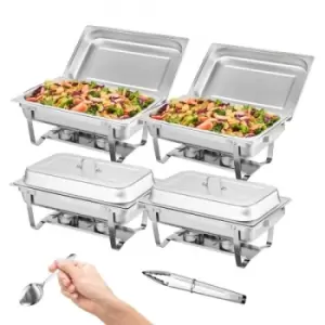 Image of VEVOR 4-Pack Rectangle Chafing Dish Set with Full Size 8Qt Pan Frame Fuel Holder