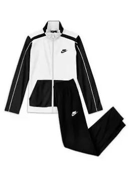Image of Boys, Nike Older Unisex Nsw Futura Poly Cuff Tracksuit, White/Black, Size L=12-13 Years