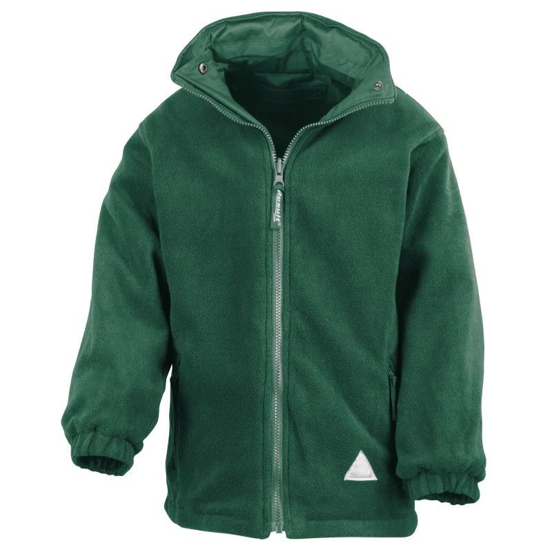 Image of Result Reversible Storm Stuff Anti Pilling Fleece Waterproof Jacket in Bottle Green Size: 2-3 Years Bottle Green Unisex 2-3 Years