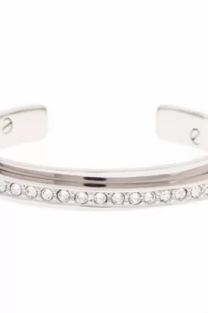 Ladies Karen Millen PVD Silver Plated Crystal Diagonal Cuff Sm KMJ341-01-02SM