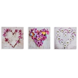 image of Arthouse Pansy Floral Hearts Wall Canvas - Set of 3