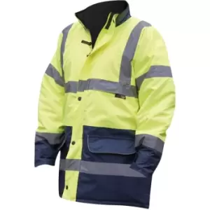 Image of Warrior Mens Denver High Visibility Safety Jacket (M) (Fluorescent Yellow) - Fluorescent Yellow