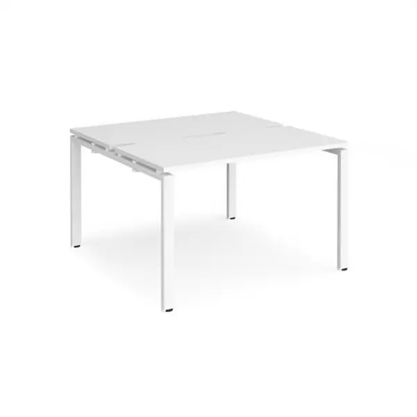 Image of Adapt Bench Desk 2 Person Starter Rectangular Desks 1200mm White Tops With White Frames 1200mm Depth Adapt White E1212-SB-WH-WH