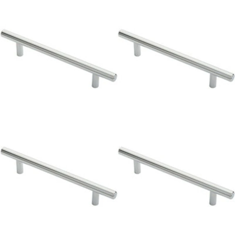 Image of Loops 4x Round T Bar Cabinet Pull Handle 188 x 12mm 128mm Fixing Centres Chrome Multi unisex