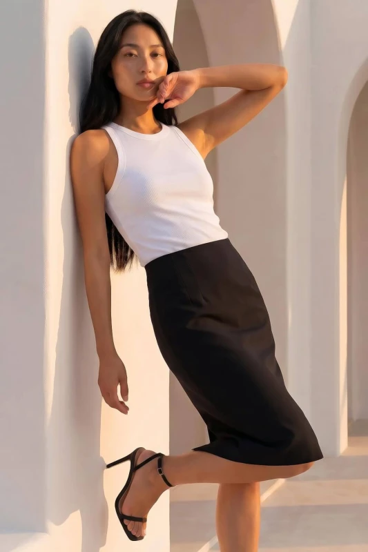 Image of Roman Womens Petite Stretch Pencil Skirt in Black Size: 16 Black Female 16
