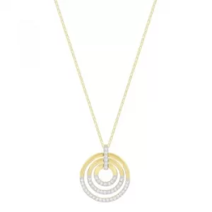 image of Ladies Swarovski Two-tone steel/gold plate Circle Necklace