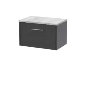 image of Hudson Reed Juno 600mm Wall Hung Single Drawer Vanity & Bellato Grey Laminate Top - Graphite Grey