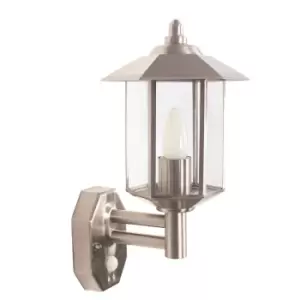 image of Pacific Lifestyle Metal Pagoda PIR Wall Light - Brushed Steel