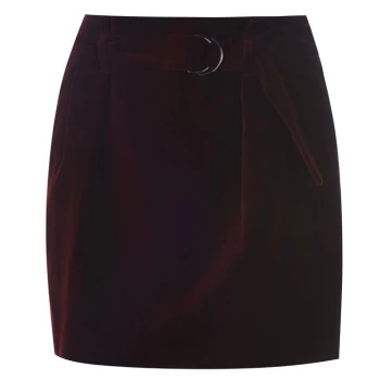 image of Jack Wills Hollingbury Velvet Mini Skirt - Damson