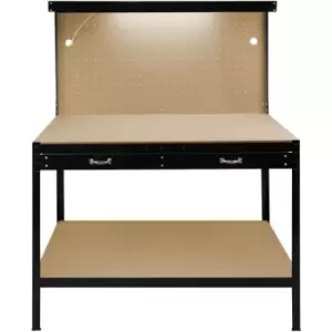 image of Monster Racking - Garage Workbench Black Pegboard Drawer Shelves LED Light Heavy - Black