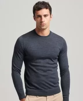 Image of Superdry Mens Merino Crew Neck Jumper Blue / Regal Navy - Size: Xxl