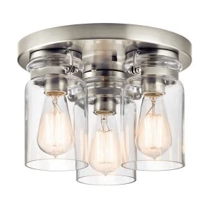 Image of 3 Light Flush Mount Ceiling Light Brushed Nickel, E27