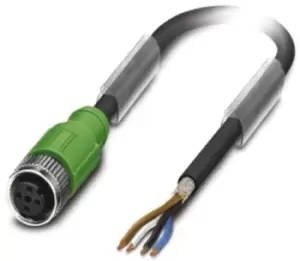 Image of Phoenix Contact, SAC-4P-10.0-PUR/M12FS SH Series, Straight M12 to Unterminated Cable assembly, 10m Cable