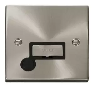 Image of Click Scolmore Deco Satin Chrome 1 Gang Fused Connection Unit 13A With Black Ingot - VPSC550BK