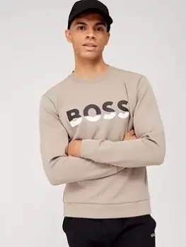 Image of BOSS Salbo 1 Logo Sweatshirt, Light Green, Size 2XL, Men