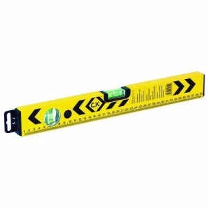 image of C.K Tools Aluminium Box Section Spirit Level Measure Tool with Vials - 600mm-2 Vial with Rule