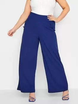 Image of Yours Curve Button Detail Trouser - Blue Size 16, Women