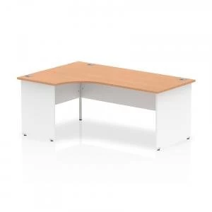 Image of Trexus Desk Crescent Left Hand Panel End 1800x800mm Oak Top White