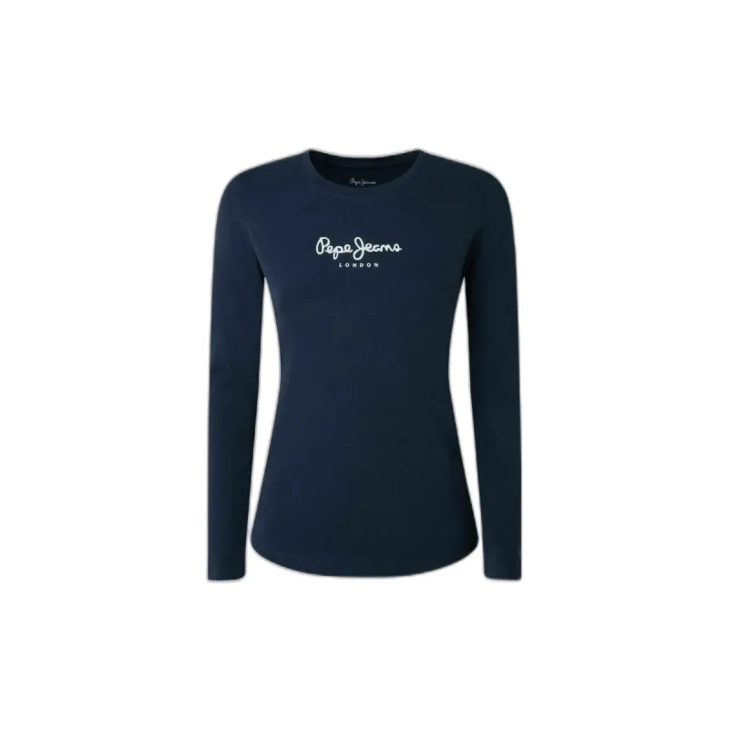 Image of Pepe Jeans Logo Print T-Shirt with Long Sleeves blue Women S;M;XL