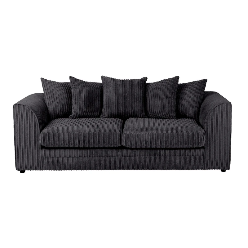 Image of LUXURY LIFE Dylan Jumbo Cord Fabric 3 Seater Sofa Black