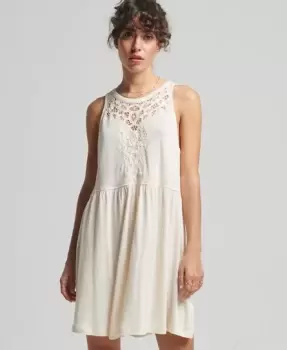 Image of Superdry Womens Vintage Lace Racer Dress Cream / Oatmeal - Size: 8