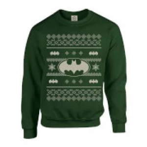 image of DC Comics Originals Batman Knit Green Christmas Sweatshirt - L - Green