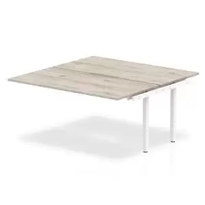 image of B2B Ext Kit White Frame Bench Desk 1200 Grey Oak