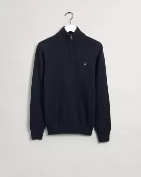 image of GANT Men Casual Cotton Half-Zip Sweater (S) Blue