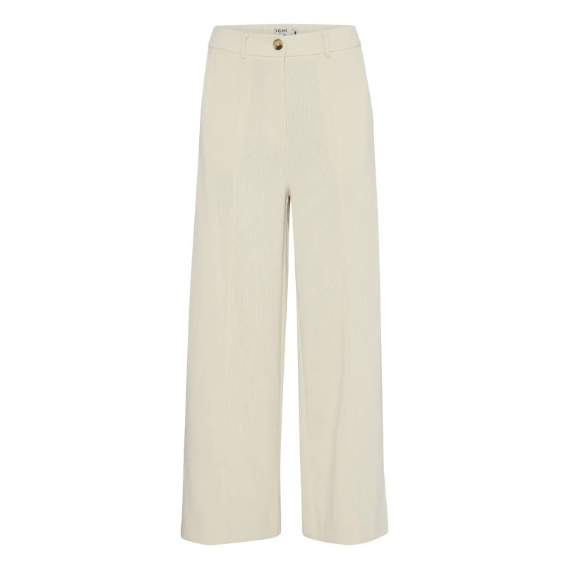 Image of Ichi Womens wide-leg velvet pants Ichi Kate Corduroy Blanc Female S