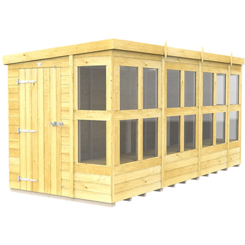 Image of Flat Pack Sheds DIY Sheds 14 x 6 Pent Potting Shed, Brown 14X6PPSFF