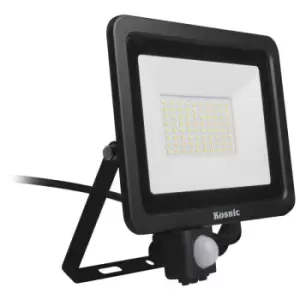 Kosnic Rhine Black 30W LED Floodlight With PIR - Cool White - KFLDHS30Q465/S-W40-BLK