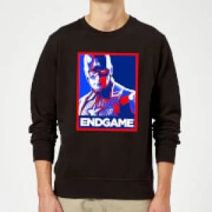 Image of Avengers Endgame Captain America Poster Sweatshirt - Black