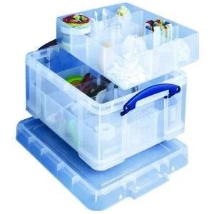 Image of Really Useful Clear 21 Litre Plastic Divided Storage Box 21C6T12T