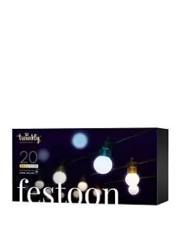 image of Twinkly Festoon Lights, 20 Aww G45 Bulbs, 0,5 Meter Distance Starter Kit, Bt+WiFi, Gen Ii, Ip44