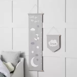 Image of Ickle Bubba Cosmic Aura Wall Art & Growth Chart Set Grey