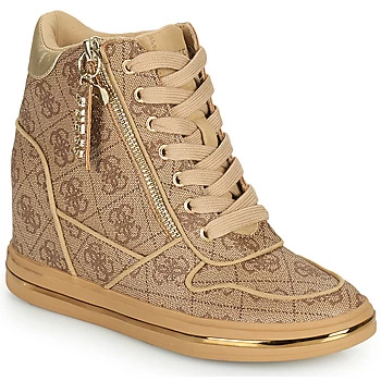 image of Guess NANGY womens Shoes (High-top Trainers) in Beige,4,5,5.5,6.5,7.5