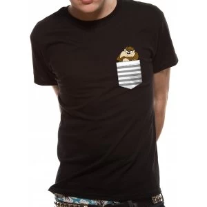 Image of Looney Tunes - Unisex Small Taz Pocket T-Shirt (Black)