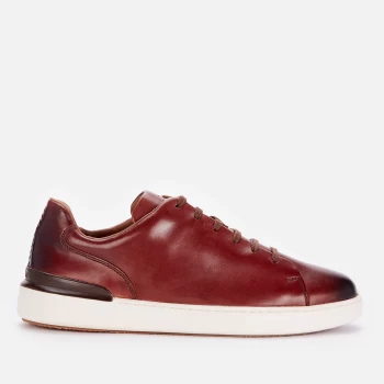 Image of Clarks Mens Courtlite Lace Leather Cupsole Trainers - Dark Tan - UK 8