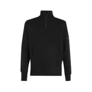 Calvin Klein Jeans Monologo Badge Half Zip Mock Hwk - Black