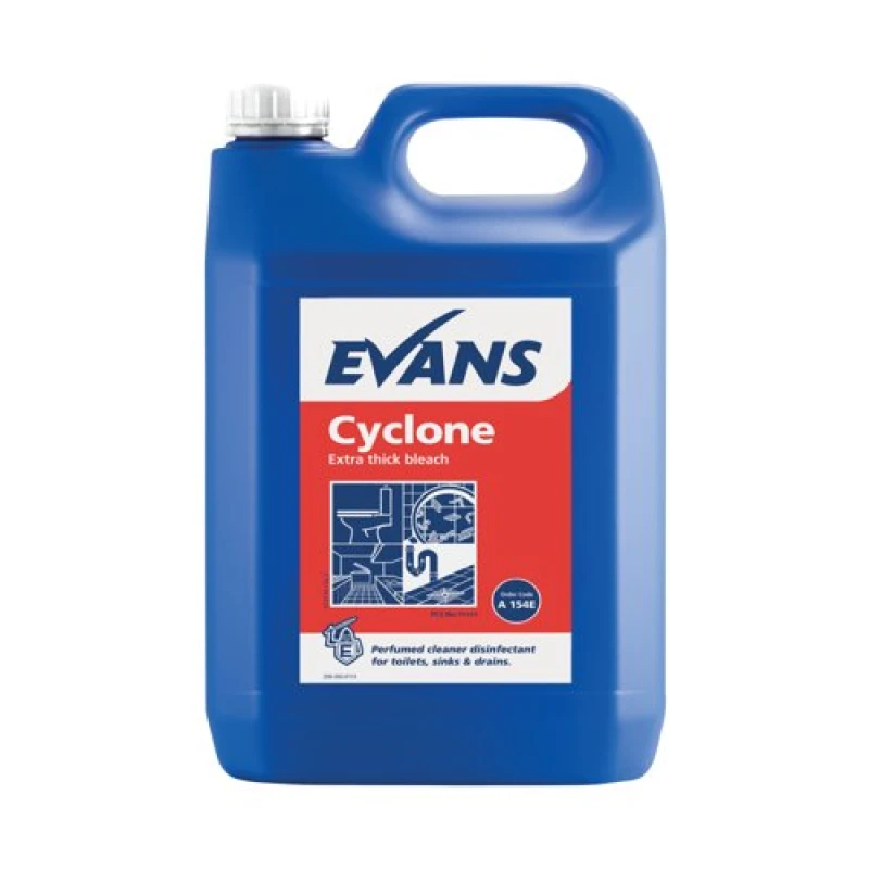 Image of Evans Cyclone Extra Thick Bleach Detergent Perfumed 5L (Pack of 2) A154EEV2 A154EEV2