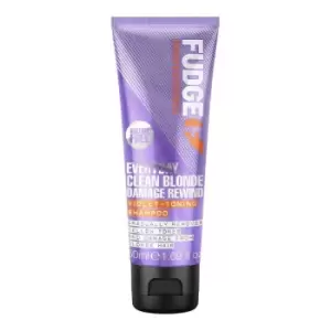 image of Fudge Everyday Clean Blonde Damage Rewind Violet Toning Shampoo 50ml