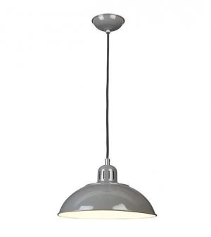 Image of 1 Light Dome Ceiling Pendant Grey, E27