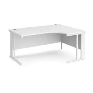 image of Office Desk Right Hand Corner Desk 1600mm White Top With White Frame 1200mm Depth Maestro 25 MCM16ERWHWH