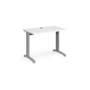 image of Office Desk Rectangular Desk 1000mm White Tops With Silver Frames 600mm Depth TR10