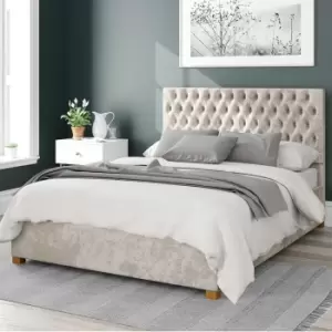 image of Monroe Mirazzi Velvet Ottoman Bed Frame Pearl