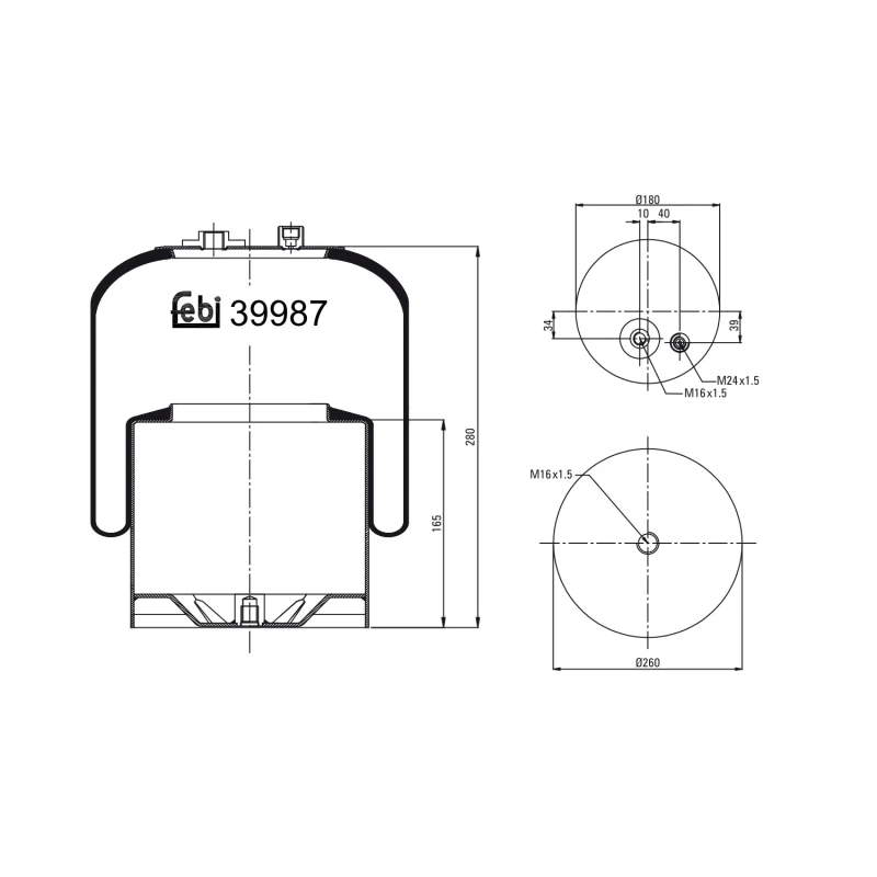 Image of FEBI BILSTEIN 39987 Boot, air suspension Rear Axle Right Boot,air suspension (324)