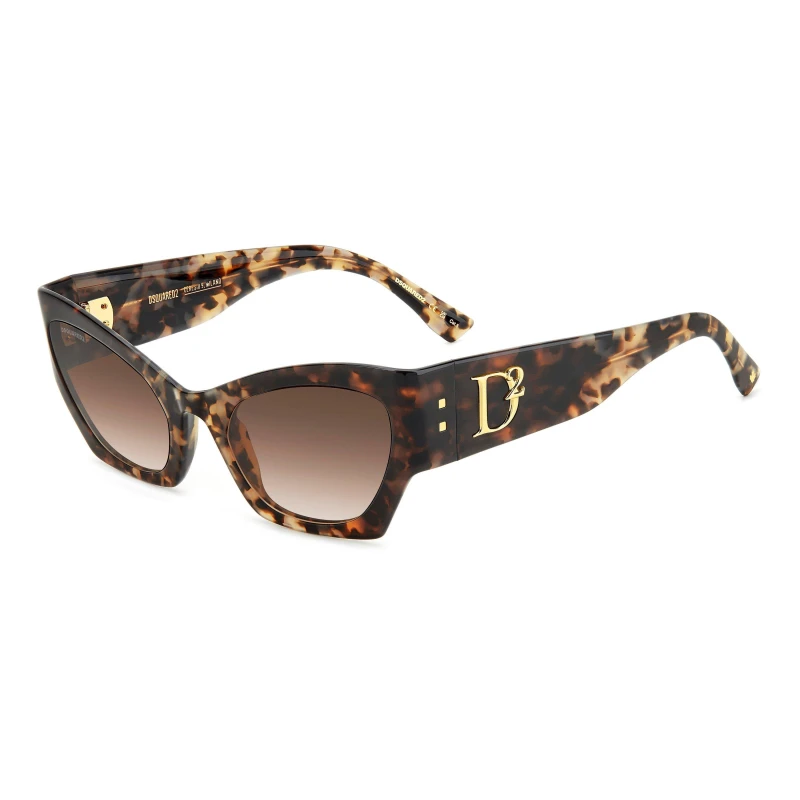 Image of DSquared2 Womens Cat Eye Round Sunglasses Grey Havana female 55 cm