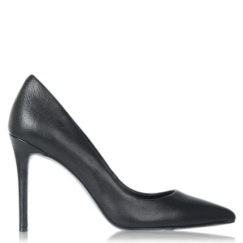 image of Linea Stiletto High Heel Shoes - Black Leather