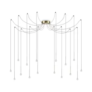 Image of LUCCIOLA 16 Light LED Cluster Pendant Ceiling Light Brass, 3000K, Non-Dim