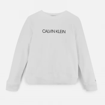 Image of Calvin Klein Institutional Logo Sweatshirt - Bright White - 12-13 Years